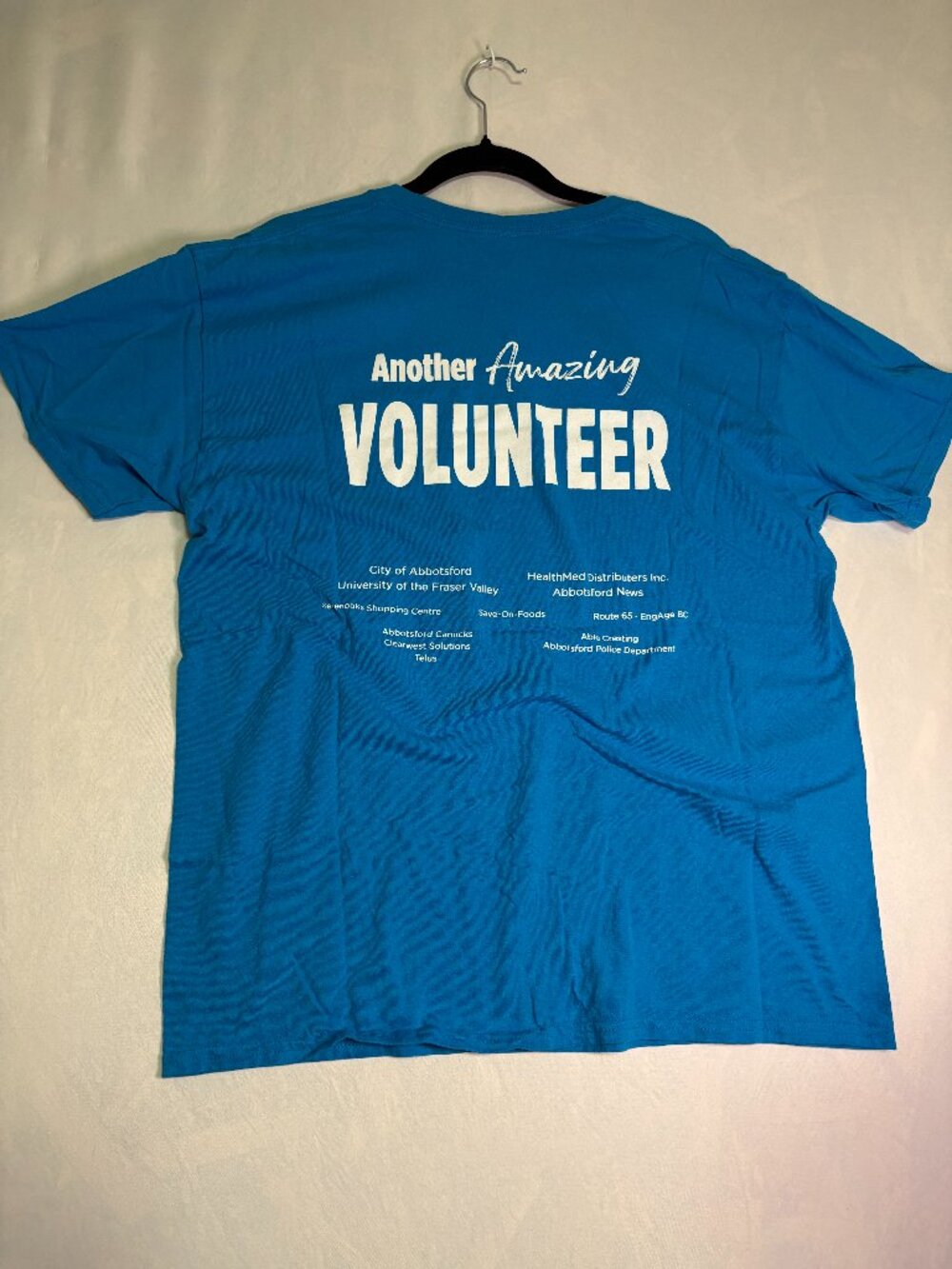 2023 BC 55+ Games Abbotsford Volunteer T-Shirt Blue Gildan Large
